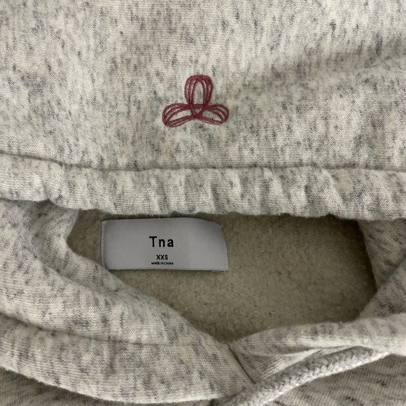 TNA The Iconic Hoodie Cropped Striped Sleeves Gray Size XXS Boxy Oversized - Picture 8 of 13